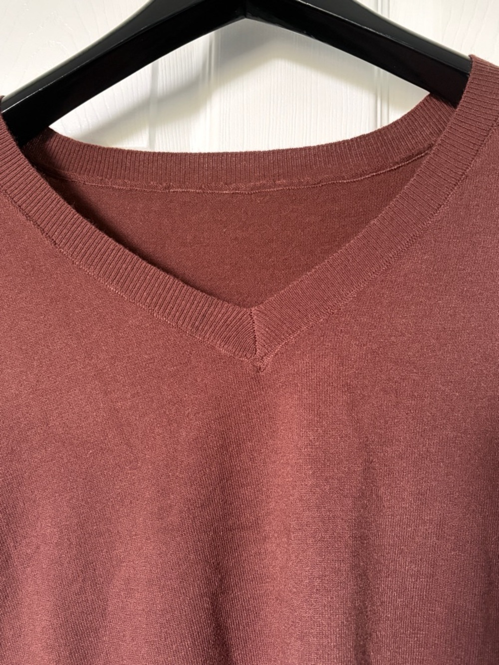 Men's V-Neck Sweater in Deep Brown - Picture 2 of 5